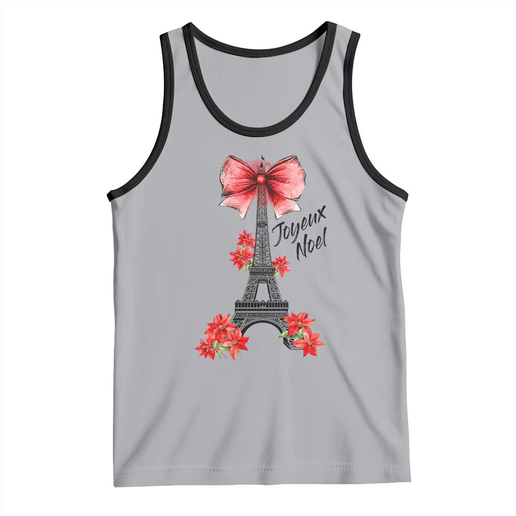 Joyeux Noel Eiffel Tower Tank Top Christmas In French Coquette Bow - Wonder Print Shop