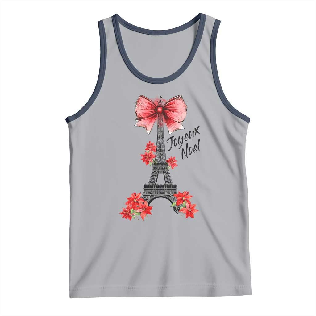 Joyeux Noel Eiffel Tower Tank Top Christmas In French Coquette Bow - Wonder Print Shop