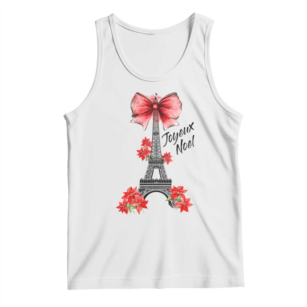 Joyeux Noel Eiffel Tower Tank Top Christmas In French Coquette Bow - Wonder Print Shop