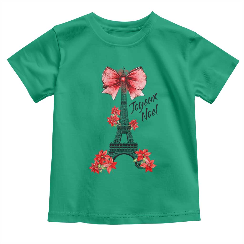 Joyeux Noel Eiffel Tower Toddler T Shirt Christmas In French Coquette Bow - Wonder Print Shop