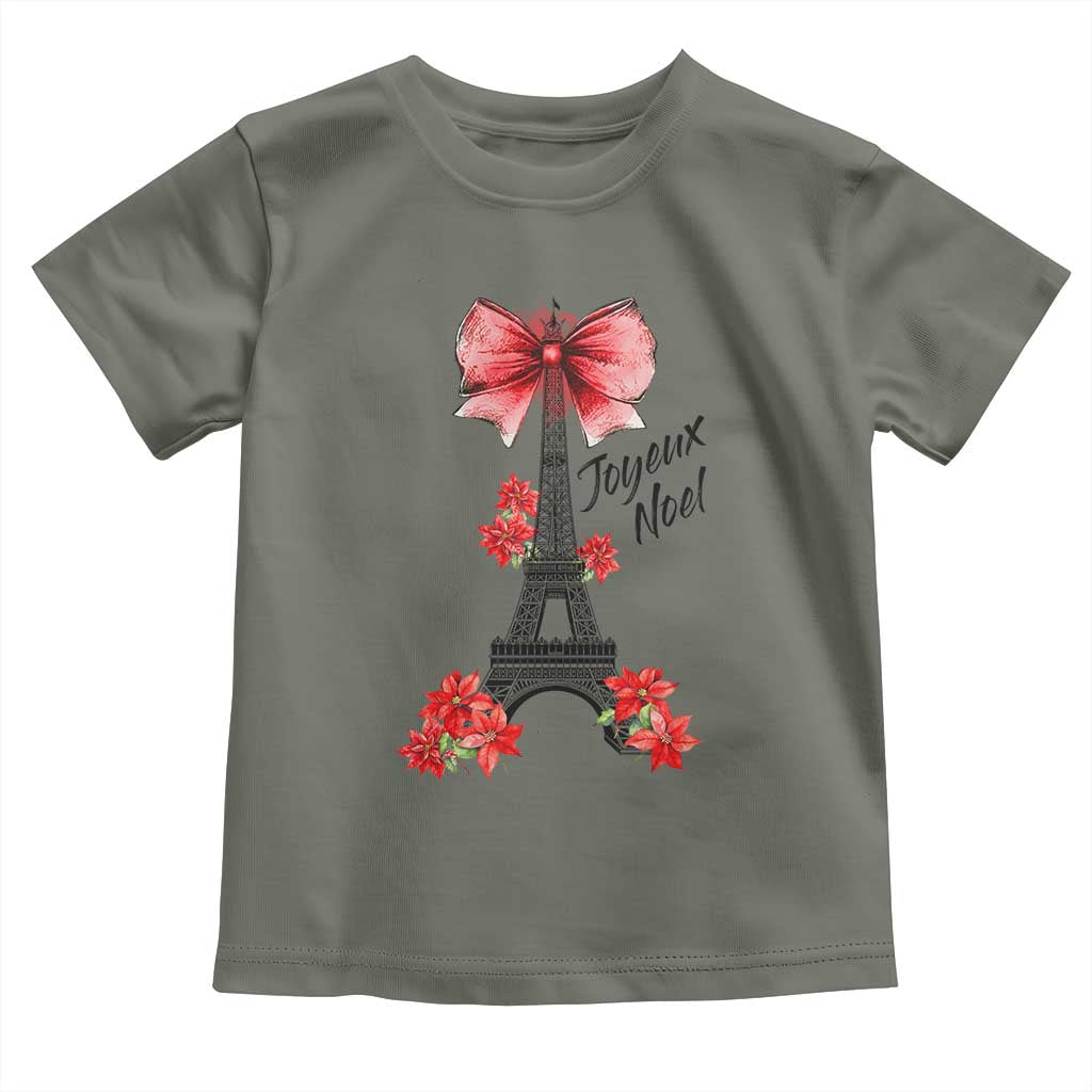 Joyeux Noel Eiffel Tower Toddler T Shirt Christmas In French Coquette Bow - Wonder Print Shop