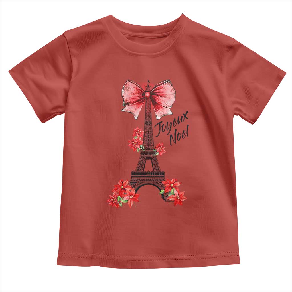Joyeux Noel Eiffel Tower Toddler T Shirt Christmas In French Coquette Bow - Wonder Print Shop
