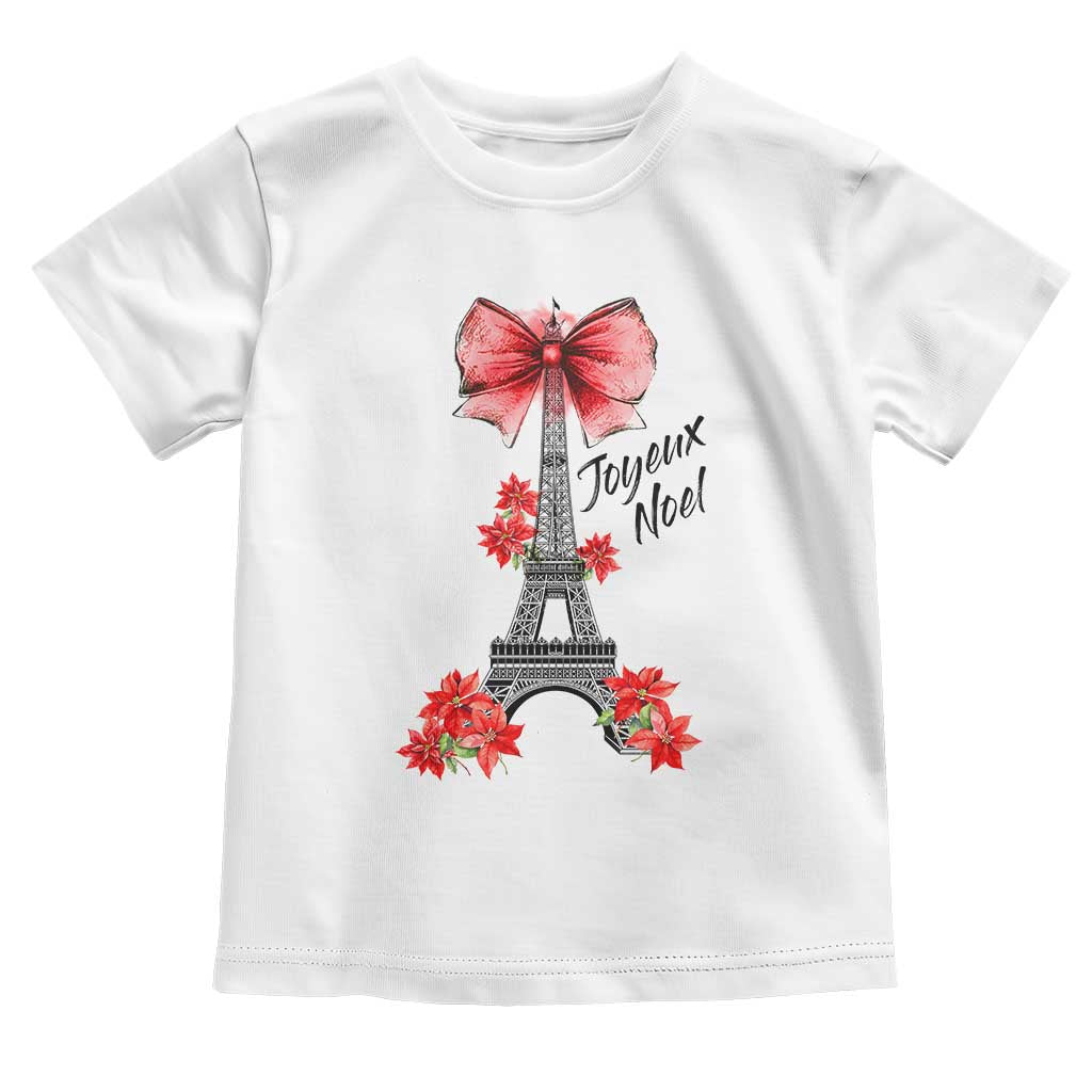 Joyeux Noel Eiffel Tower Toddler T Shirt Christmas In French Coquette Bow - Wonder Print Shop