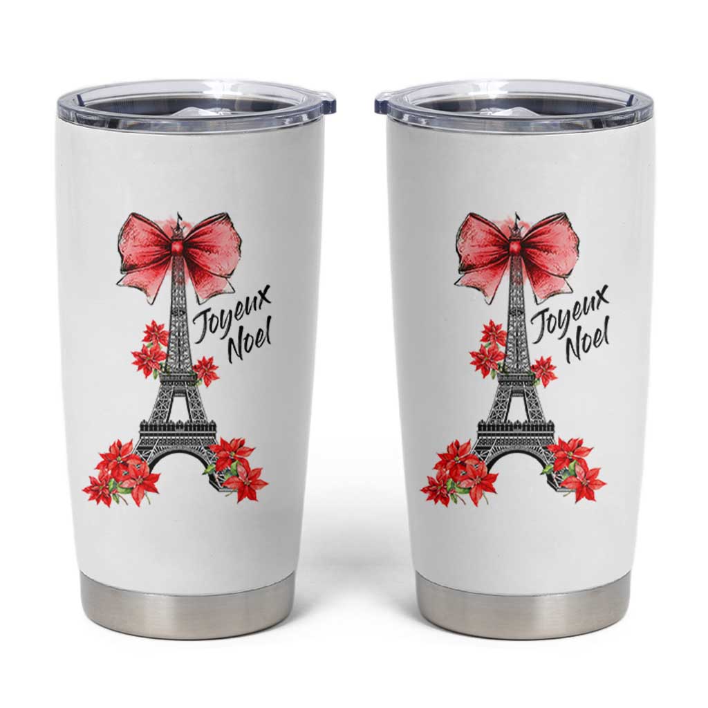 Joyeux Noel Eiffel Tower Tumbler Cup Christmas In French Coquette Bow - Wonder Print Shop