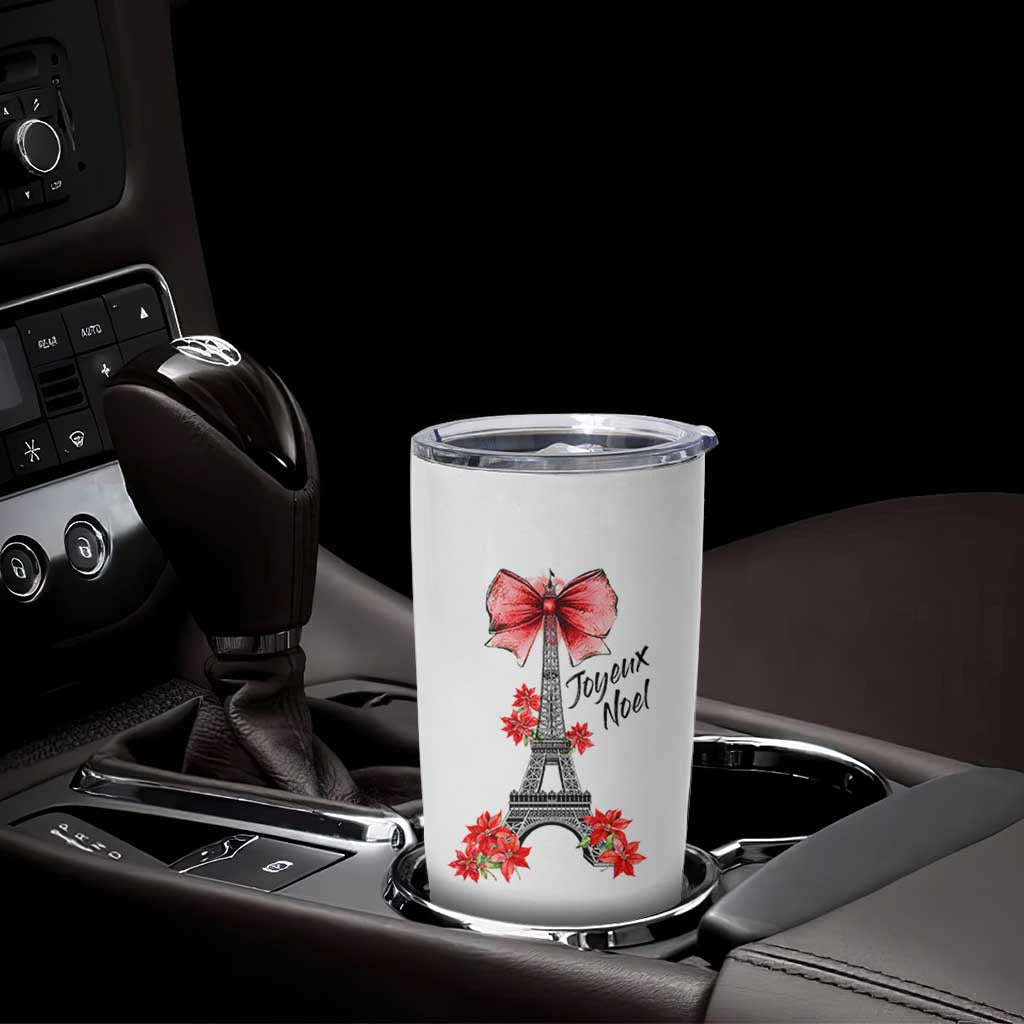 Joyeux Noel Eiffel Tower Tumbler Cup Christmas In French Coquette Bow - Wonder Print Shop