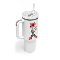 Joyeux Noel Eiffel Tower Tumbler With Handle Christmas In French Coquette Bow - Wonder Print Shop
