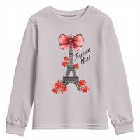 Joyeux Noel Eiffel Tower Youth Sweatshirt Christmas In French Coquette Bow - Wonder Print Shop