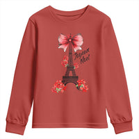 Joyeux Noel Eiffel Tower Youth Sweatshirt Christmas In French Coquette Bow - Wonder Print Shop