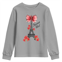 Joyeux Noel Eiffel Tower Youth Sweatshirt Christmas In French Coquette Bow - Wonder Print Shop