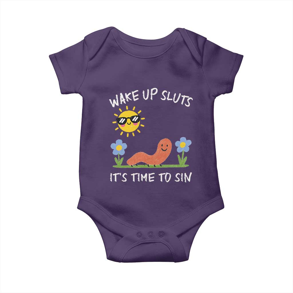 Wake Up Sluts Its Time To Sin Baby Onesie Funny Worm Meme - Wonder Print Shop