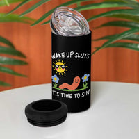 Wake Up Sluts Its Time To Sin 4 in 1 Can Cooler Tumbler Funny Worm Meme - Wonder Print Shop