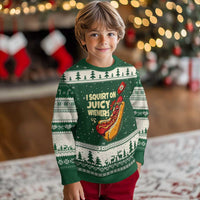 Funny I Squirt On Juicy Wieners Ugly Christmas Sweater Inappropriate Dirty Adult Humor Hot Dog Joke - Wonder Print Shop