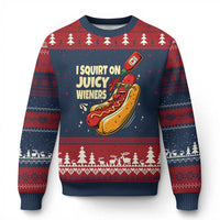 Funny I Squirt On Juicy Wieners Ugly Christmas Sweater Inappropriate Dirty Adult Humor Hot Dog Joke - Wonder Print Shop