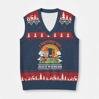 Funny I Squirt On Juicy Wieners V-Neck Knit Sweater Vest Adult Humor Dirty Gag Hot Dog Joke - Wonder Print Shop