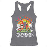 Funny I Squirt On Juicy Wieners Racerback Tank Top Adult Humor Dirty Gag Hot Dog Joke - Wonder Print Shop