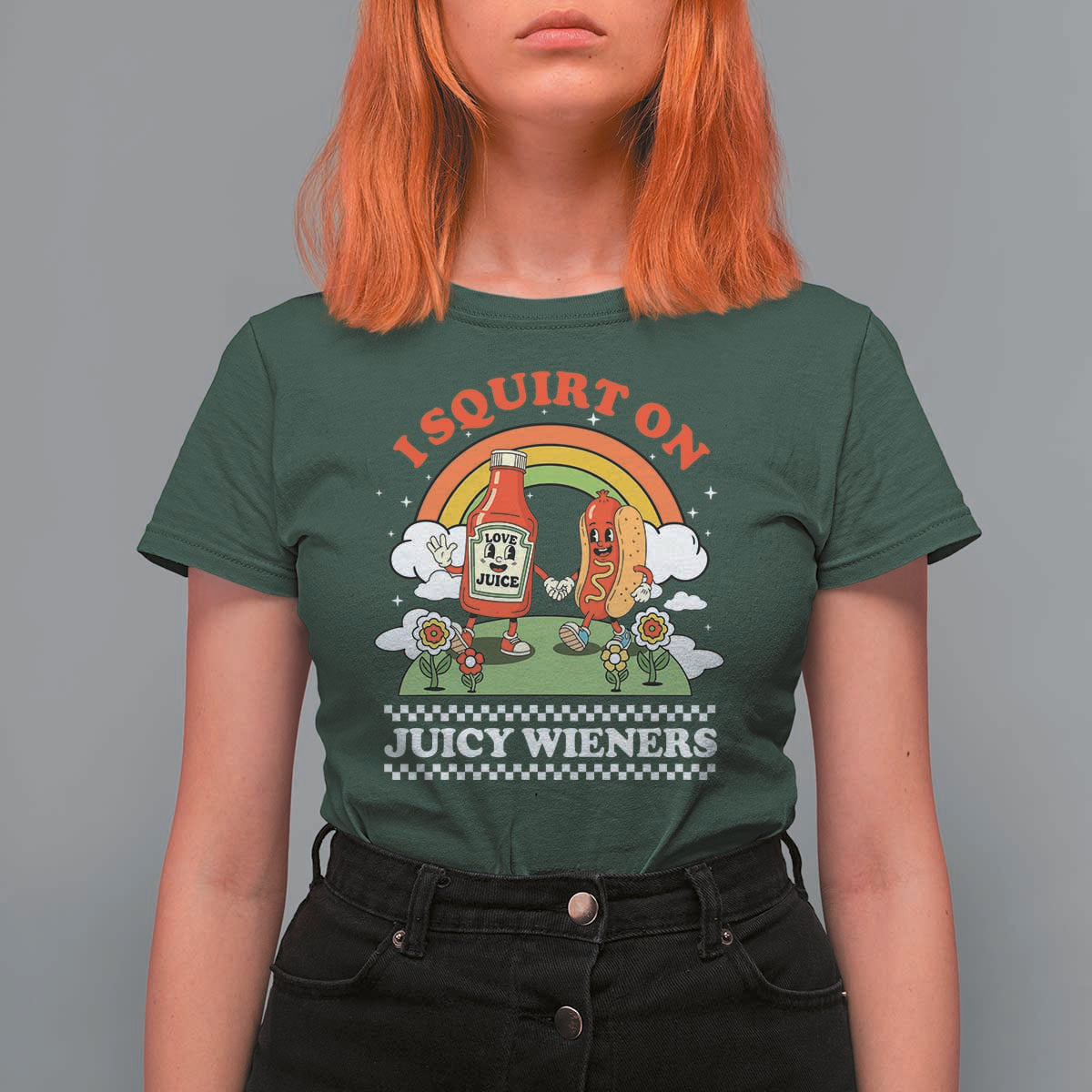 Funny I Squirt On Juicy Wieners T Shirt For Women Adult Humor Dirty Gag Hot Dog Joke - Wonder Print Shop