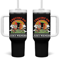 Funny I Squirt On Juicy Wieners Tumbler With Handle Adult Humor Dirty Gag Hot Dog Joke - Wonder Print Shop