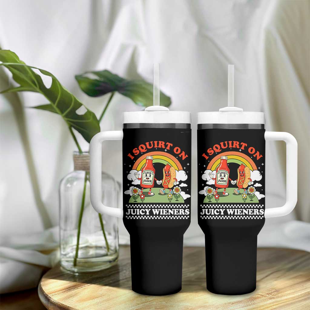 Funny I Squirt On Juicy Wieners Tumbler With Handle Adult Humor Dirty Gag Hot Dog Joke - Wonder Print Shop