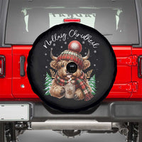 Scottish Christmas Spare Tire Cover Nollaig Chridheil Gaelic Xmas Higland Cow - Wonder Print Shop