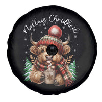 Scottish Christmas Spare Tire Cover Nollaig Chridheil Gaelic Xmas Higland Cow - Wonder Print Shop