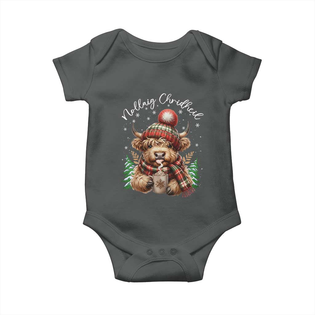 Scottish Christmas Baby Onesie Nollaig Chridheil Gaelic Xmas Higland Cow - Wonder Print Shop
