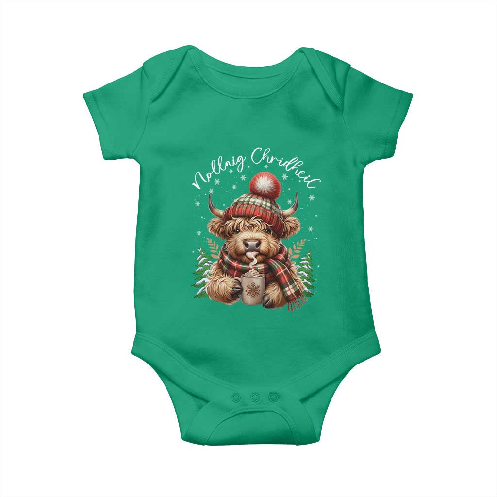 Scottish Christmas Baby Onesie Nollaig Chridheil Gaelic Xmas Higland Cow - Wonder Print Shop