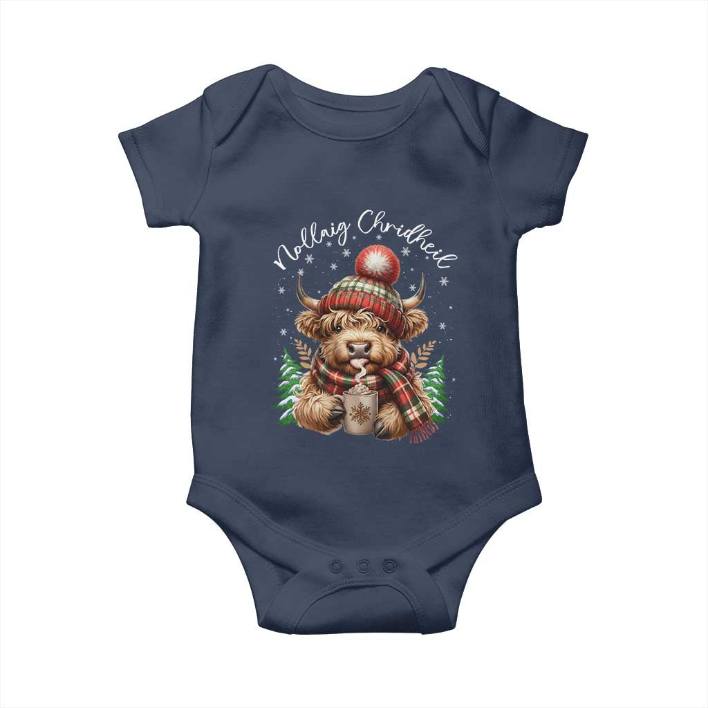 Scottish Christmas Baby Onesie Nollaig Chridheil Gaelic Xmas Higland Cow - Wonder Print Shop