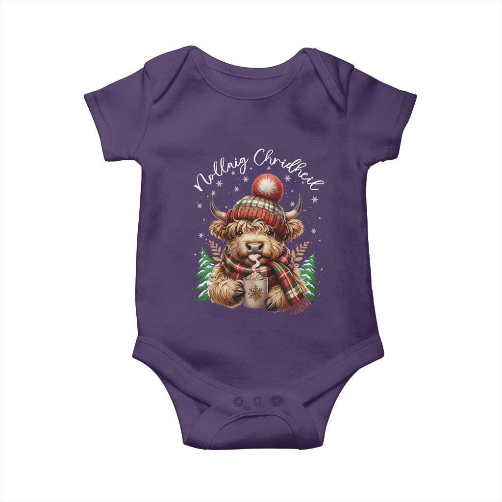 Scottish Christmas Baby Onesie Nollaig Chridheil Gaelic Xmas Higland Cow - Wonder Print Shop