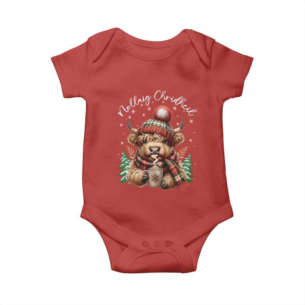 Scottish Christmas Baby Onesie Nollaig Chridheil Gaelic Xmas Higland Cow - Wonder Print Shop