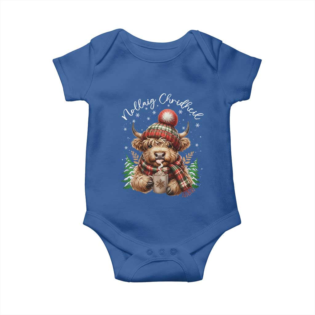 Scottish Christmas Baby Onesie Nollaig Chridheil Gaelic Xmas Higland Cow - Wonder Print Shop