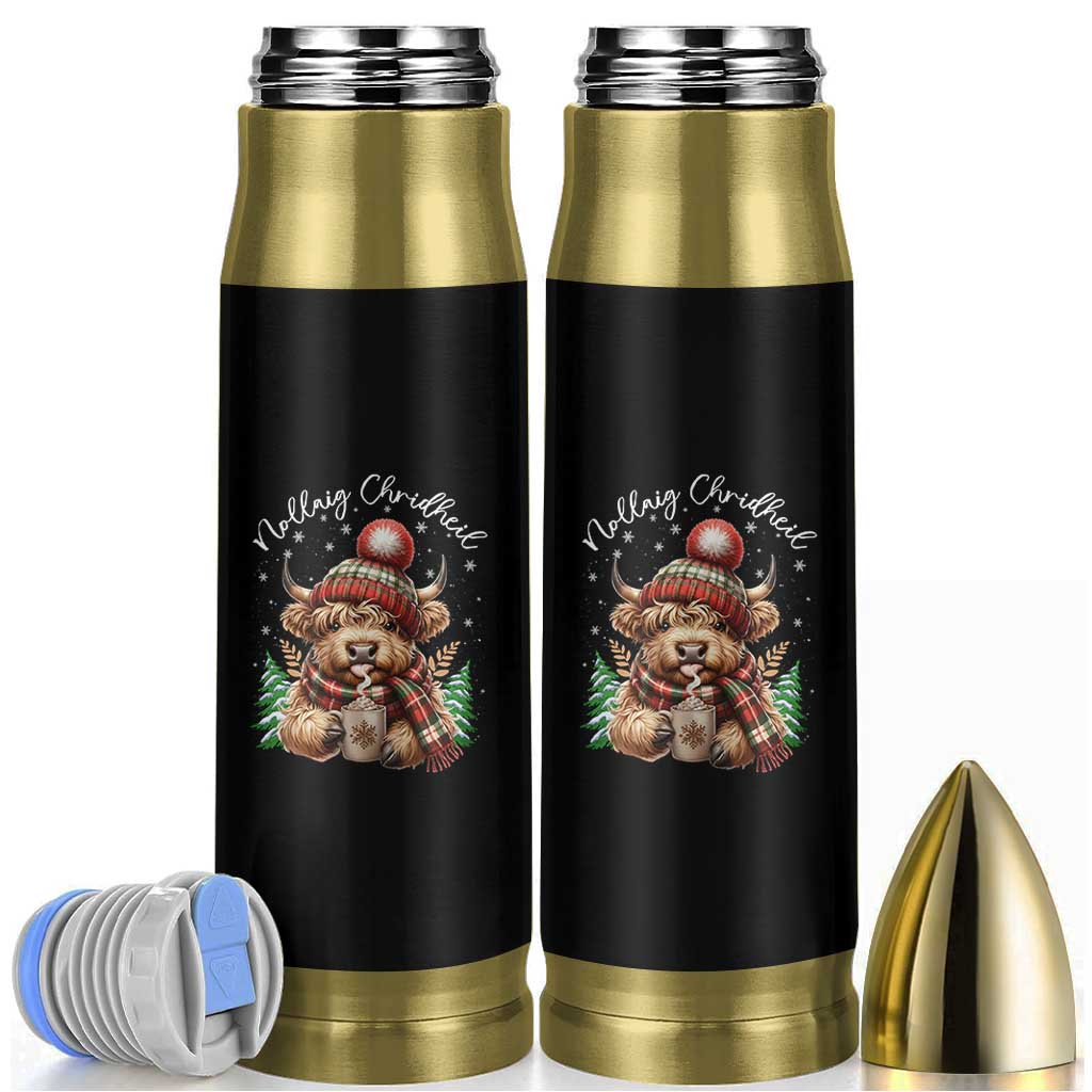 Scottish Christmas Bullet Tumbler Nollaig Chridheil Gaelic Xmas Higland Cow - Wonder Print Shop