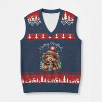 Scottish Xmas V-Neck Knit Sweater Vest Nollaig Chridheil Gaelic Xmas Higland Cow - Wonder Print Shop