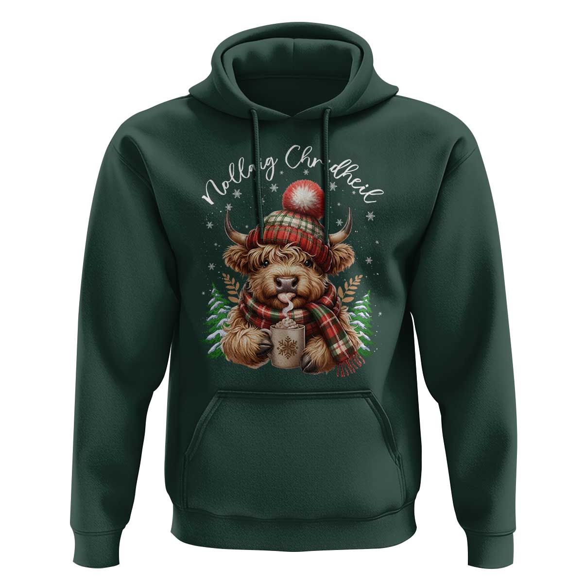 Scottish Christmas Hoodie Nollaig Chridheil Gaelic Xmas Higland Cow - Wonder Print Shop