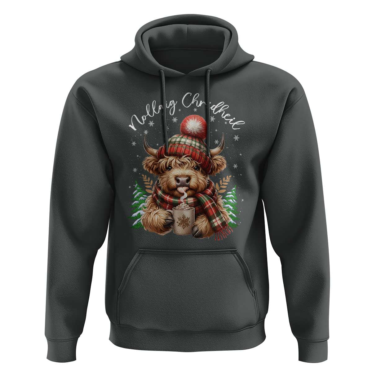 Scottish Christmas Hoodie Nollaig Chridheil Gaelic Xmas Higland Cow - Wonder Print Shop