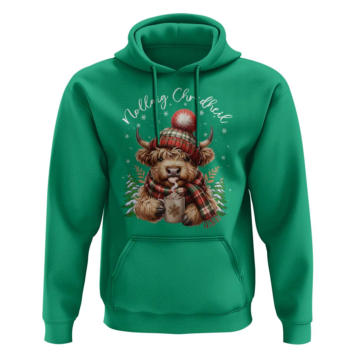 Scottish Christmas Hoodie Nollaig Chridheil Gaelic Xmas Higland Cow - Wonder Print Shop