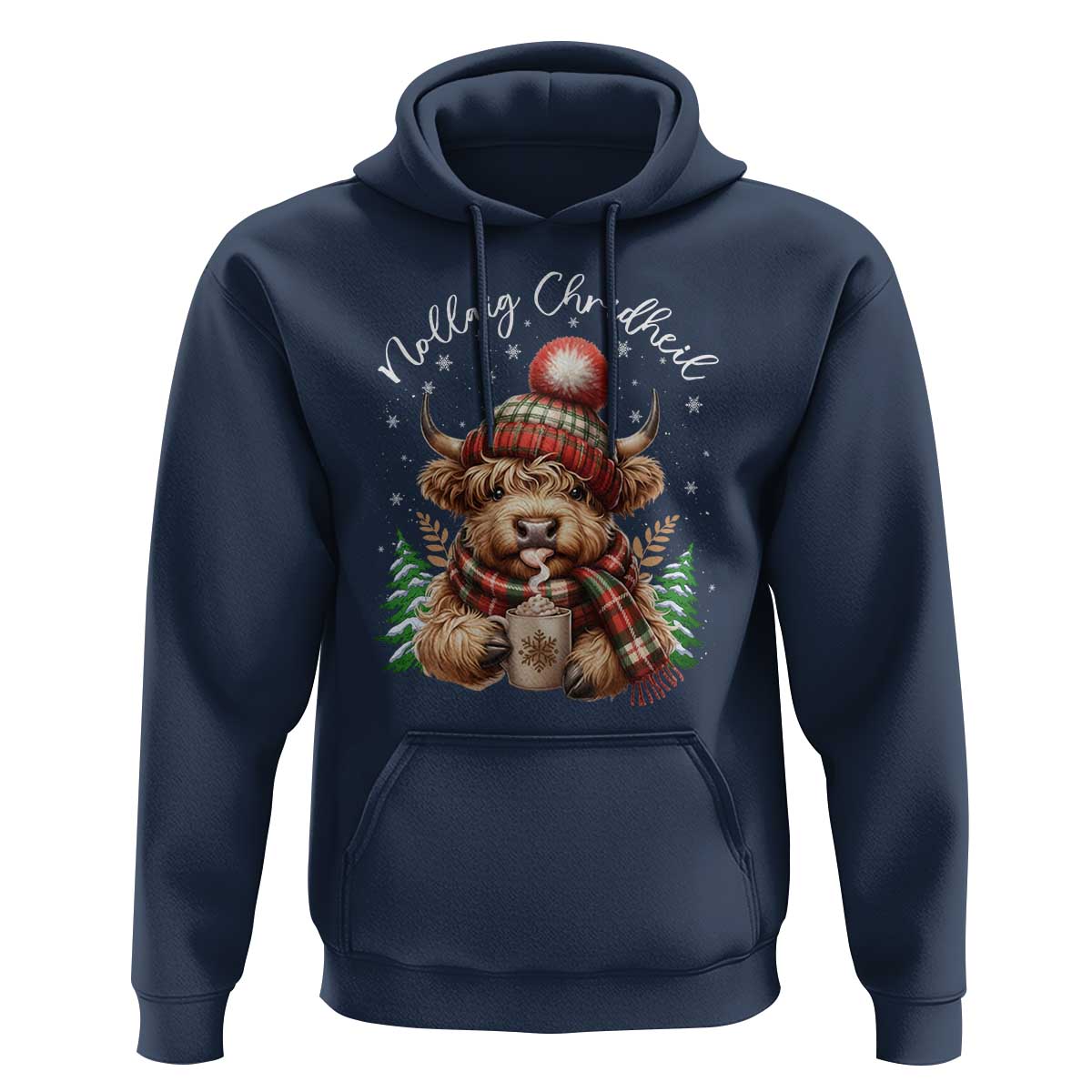 Scottish Christmas Hoodie Nollaig Chridheil Gaelic Xmas Higland Cow - Wonder Print Shop