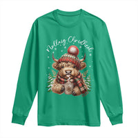 Scottish Christmas Long Sleeve Shirt Nollaig Chridheil Gaelic Xmas Higland Cow - Wonder Print Shop