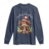 Scottish Christmas Long Sleeve Shirt Nollaig Chridheil Gaelic Xmas Higland Cow - Wonder Print Shop