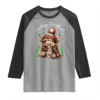 Scottish Christmas Raglan Shirt Nollaig Chridheil Gaelic Xmas Higland Cow - Wonder Print Shop