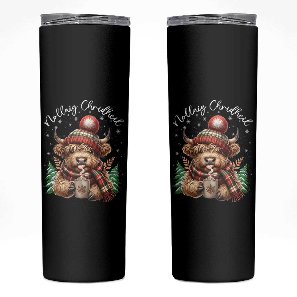 Scottish Christmas Skinny Tumbler Nollaig Chridheil Gaelic Xmas Higland Cow - Wonder Print Shop