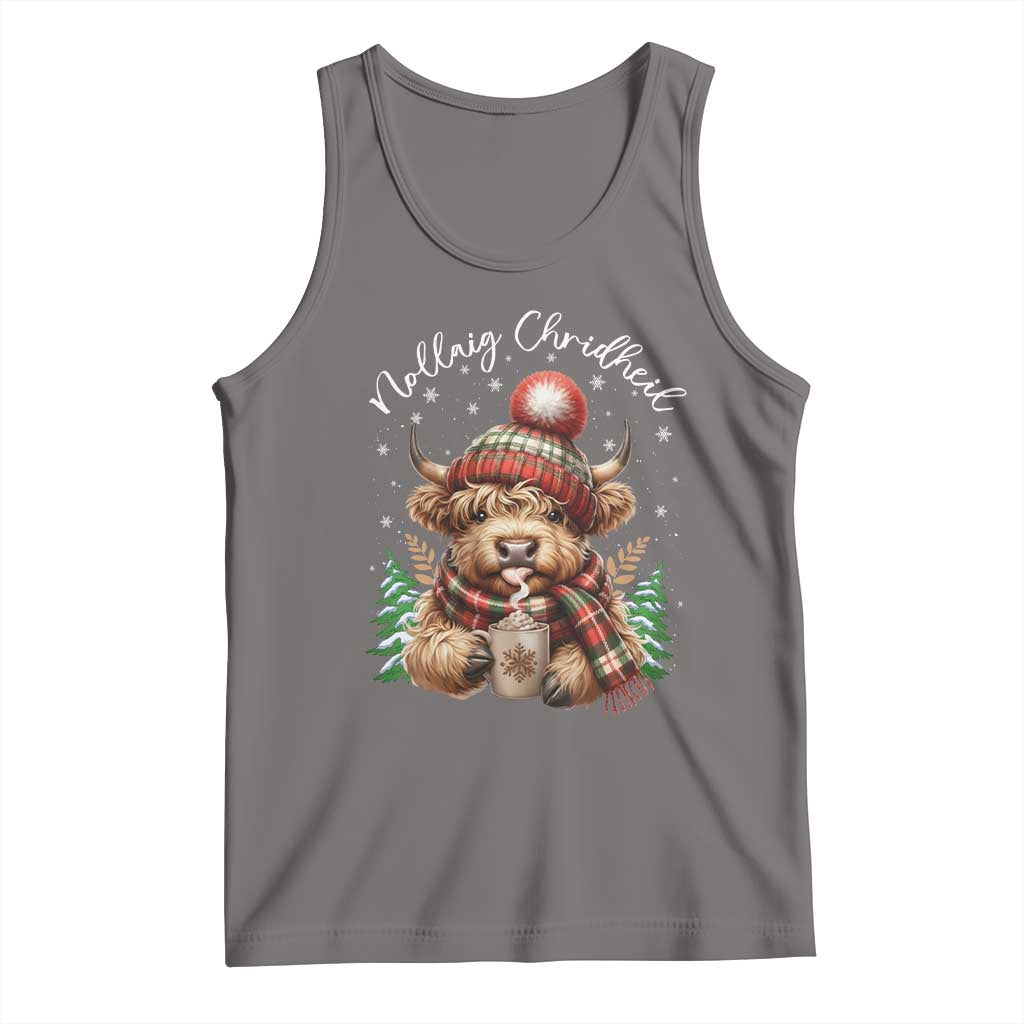 Scottish Christmas Tank Top Nollaig Chridheil Gaelic Xmas Higland Cow - Wonder Print Shop