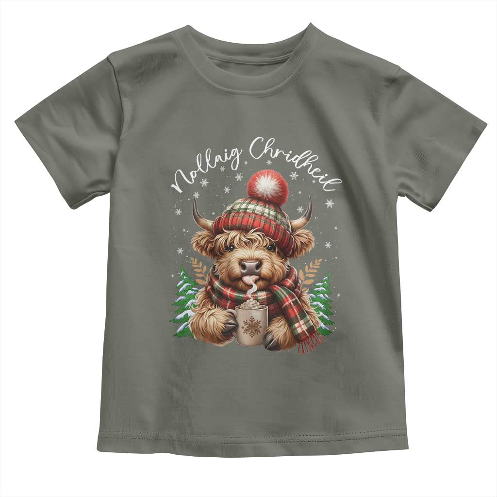 Scottish Christmas Toddler T Shirt Nollaig Chridheil Gaelic Xmas Higland Cow - Wonder Print Shop