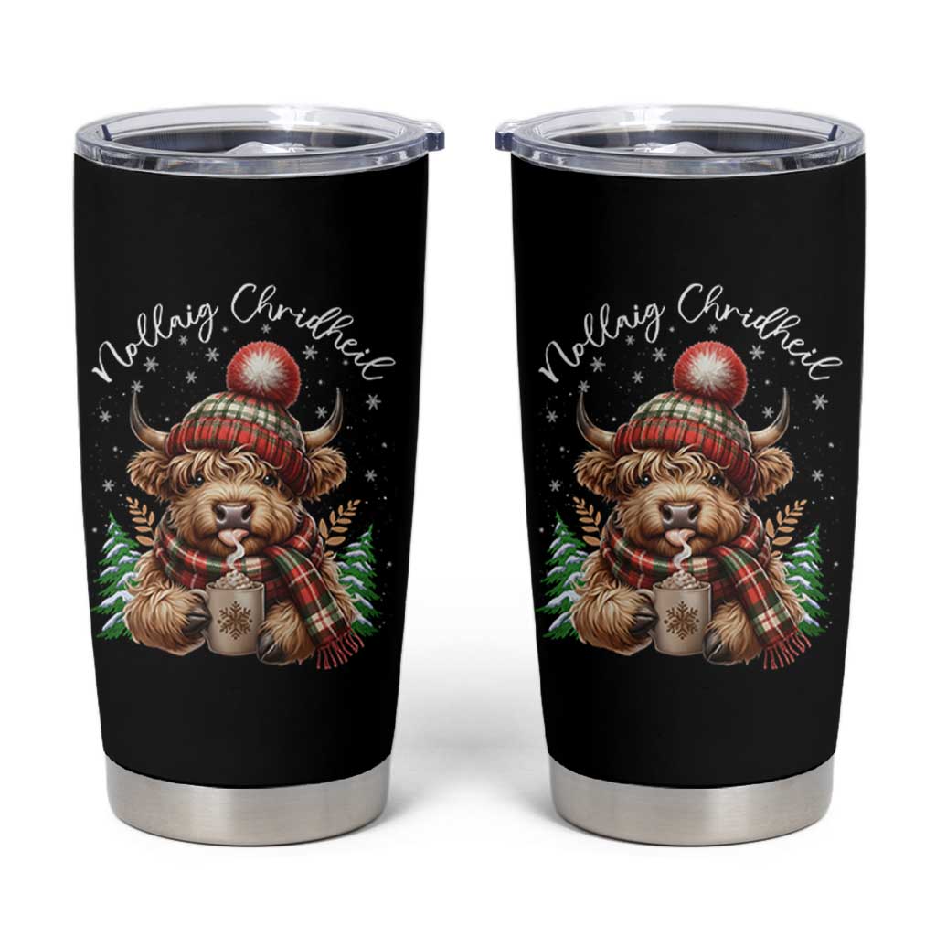 Scottish Christmas Tumbler Cup Nollaig Chridheil Gaelic Xmas Higland Cow - Wonder Print Shop