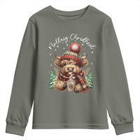 Scottish Christmas Youth Sweatshirt Nollaig Chridheil Gaelic Xmas Higland Cow - Wonder Print Shop