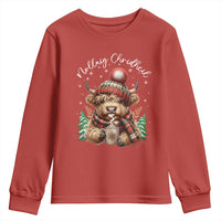 Scottish Christmas Youth Sweatshirt Nollaig Chridheil Gaelic Xmas Higland Cow - Wonder Print Shop