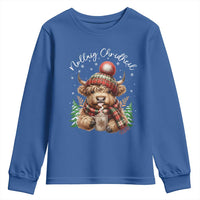 Scottish Christmas Youth Sweatshirt Nollaig Chridheil Gaelic Xmas Higland Cow - Wonder Print Shop