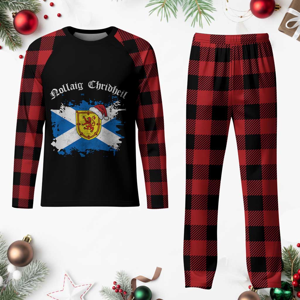 Scottish Christmas Plaid Pajama Set Nollaig Chridheil Gaelic Xmas Scotland Lion Rampant - Wonder Print Shop