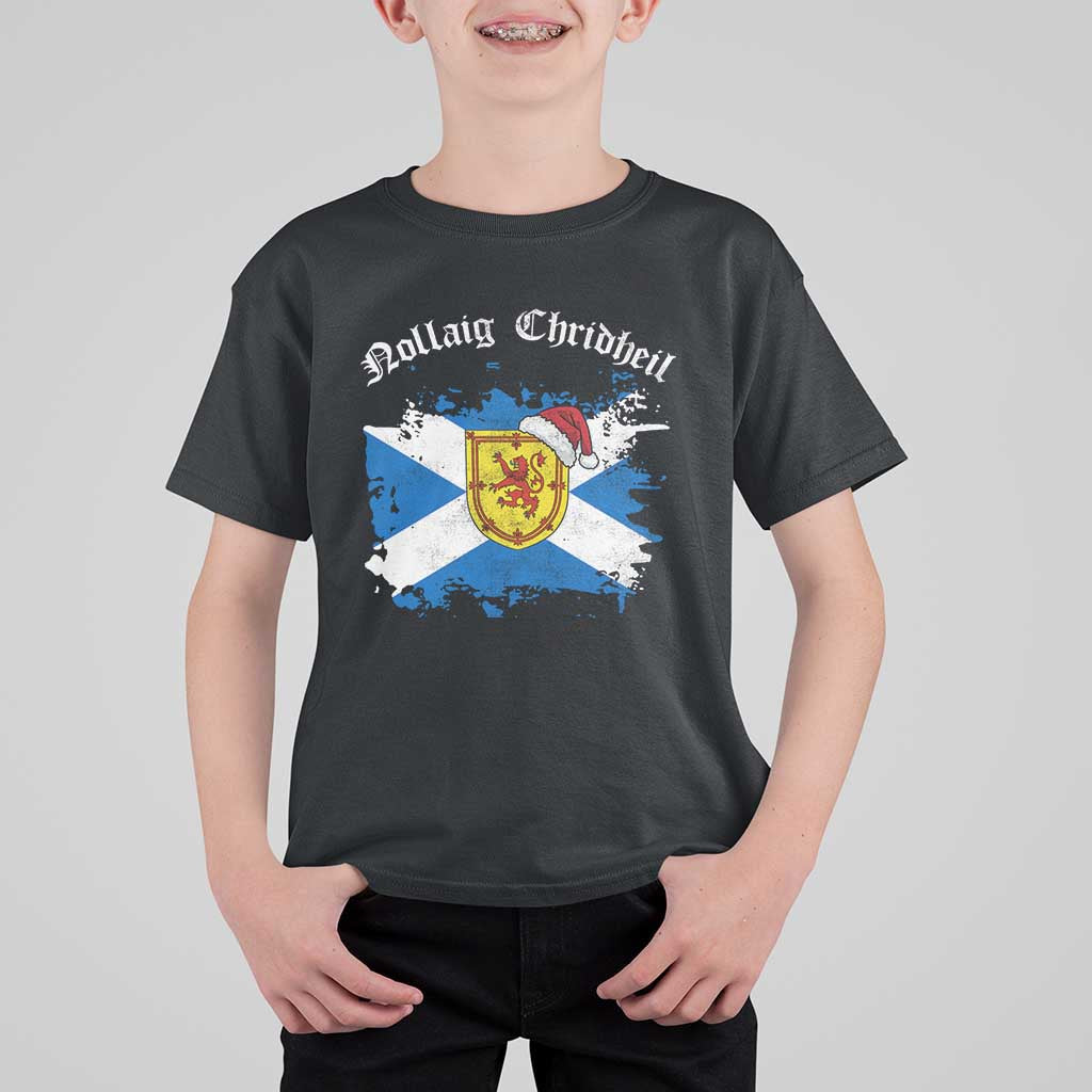 Scottish Christmas T Shirt For Kid Nollaig Chridheil Gaelic Xmas Scotland Lion Rampant - Wonder Print Shop