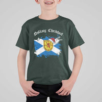Scottish Christmas T Shirt For Kid Nollaig Chridheil Gaelic Xmas Scotland Lion Rampant - Wonder Print Shop