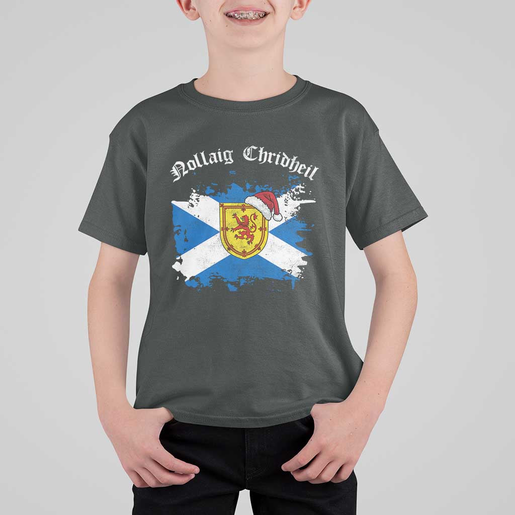 Scottish Christmas T Shirt For Kid Nollaig Chridheil Gaelic Xmas Scotland Lion Rampant - Wonder Print Shop